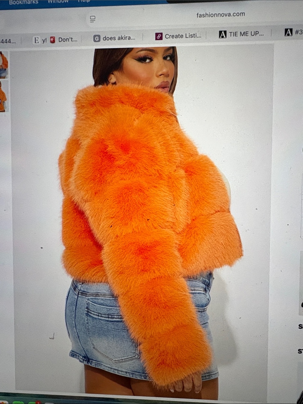 Fashion Nova Vibrant Orange Cropped Teddy Jacket - Picture 2 of 3